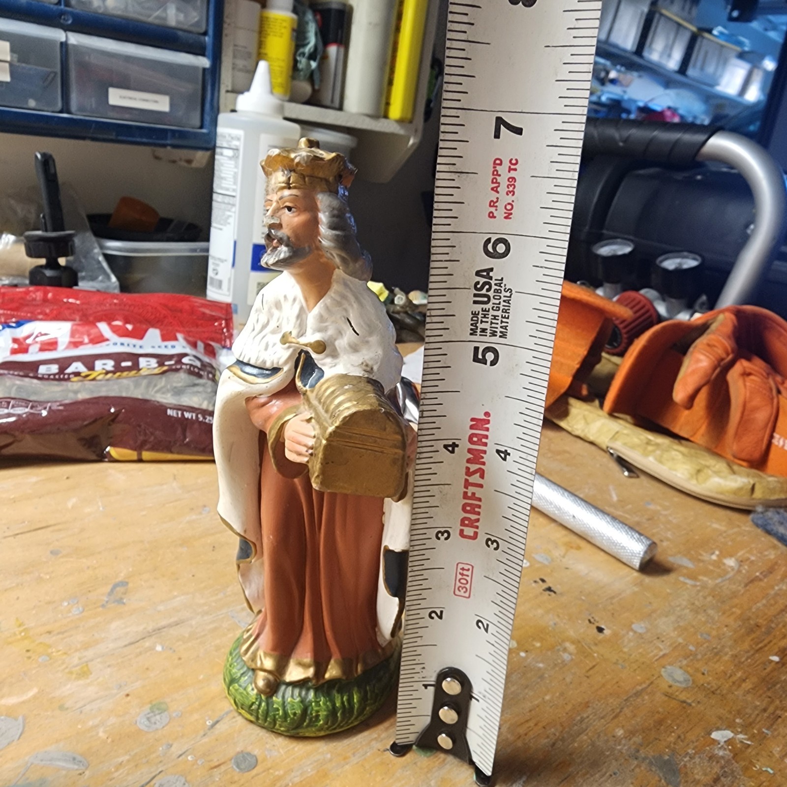 Wales Wiseman Nativity Figures King & Cow Christmas Vintage Paper Mache Japan