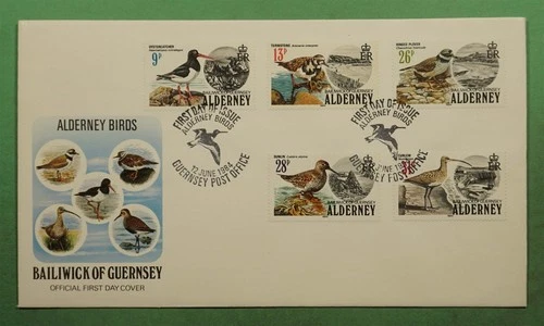 DR WHO 1984 ALDERNEY GUERNSEY FDC BIRD CACHET COMBO w29888