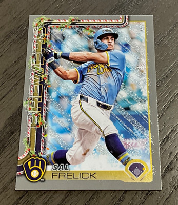 2025 Topps Holiday # H112 Sal Frelick Silver Glitter Brewers