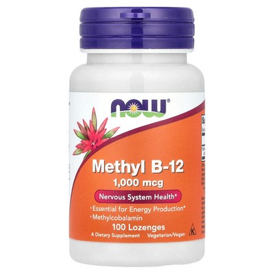 Now Foods Methyl B-12 1 000 mcg 100 Lozenges GMP Quality Assured, Vegan,