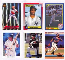 Deion Sanders 6 Card Lot MLB New York Pacific Prisms, 1990 Leaf Topps Donruss RC