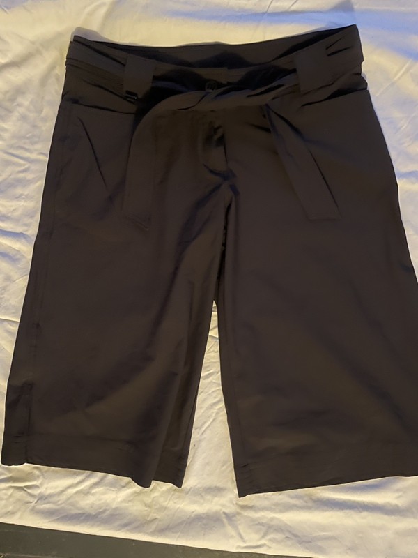 New! LOLE wide leg pants culottes women's size 12 dark brown stretch nylon blend