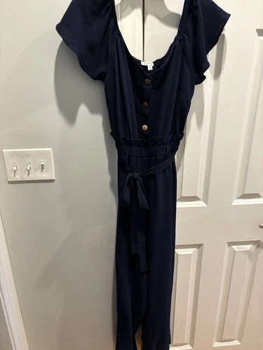 Monteau Los Angeles Sleeveless Jumpsuit Sz Medium cotton  Blend Belt