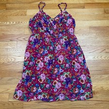 dELiA*s Floral Mini Dress Womens Medium Pink Purple Boho Cottagecore Y2K Retro