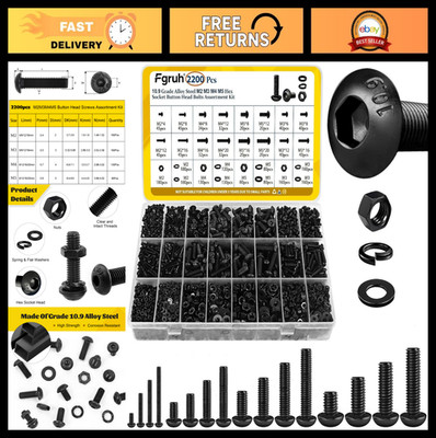 2200PCS Metric Screw Assortment Kit M2 M3 M4 M5 Hex Socket Machine Screws Nuts W