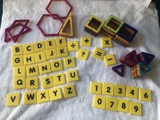Magformers Lot Of 73 Magnetic tiles, Building toys Magbuilder Alphabet/Numbers
