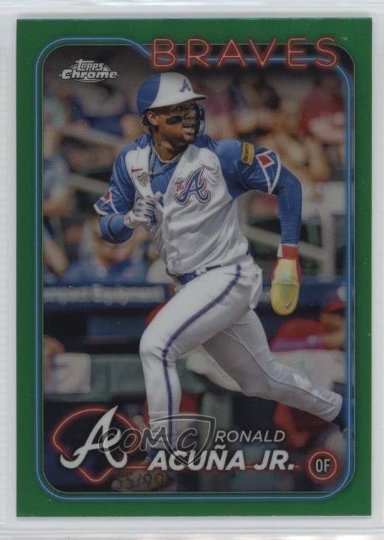 2024 Topps Chrome Green Refractor 55/99 Ronald Acuna Jr Acuña #250 0vp1