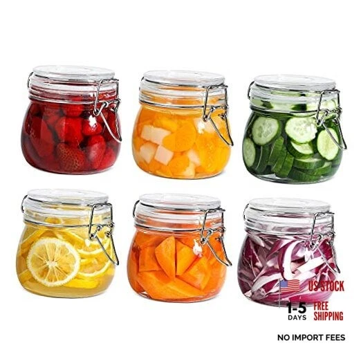 6-Pack 17oz Short Glass Jars for Drawers, Small Airtight Food Canisters 17oz*6