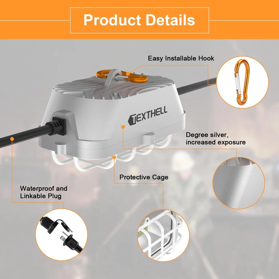 100ft LED Construction String Lights 300W Super Bright 30000LM Work Lights St... - Image 3 of 4