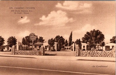 Del Camino Courts, EL PASO, Texas Advertising Postcard