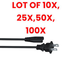 Lot 1-100 US 2 Prong 2Pin AC Power Cord Cable Charge Adapter for PC Laptop PS3