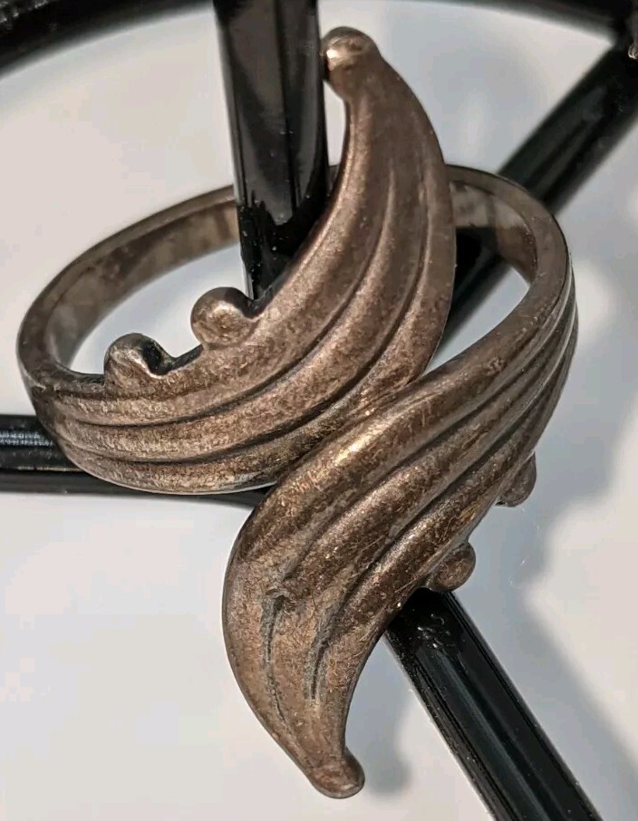 Sterling Scroll Adjustable Wrap Ring Signed Siam … - image 1