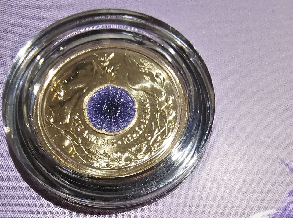 2024 PURPLE POPPY WAR ANIMALS REMEMBRANCE 2 ‘C’ Mint Coin in Card