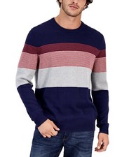 Club Room Men's Striped Sweater Sz Large 100 Cotton