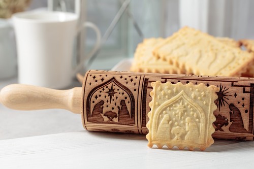Nativity Embossed rolling pin Springerle cookie Mold Press Clay Pottery Stamps - Picture 16 of 18