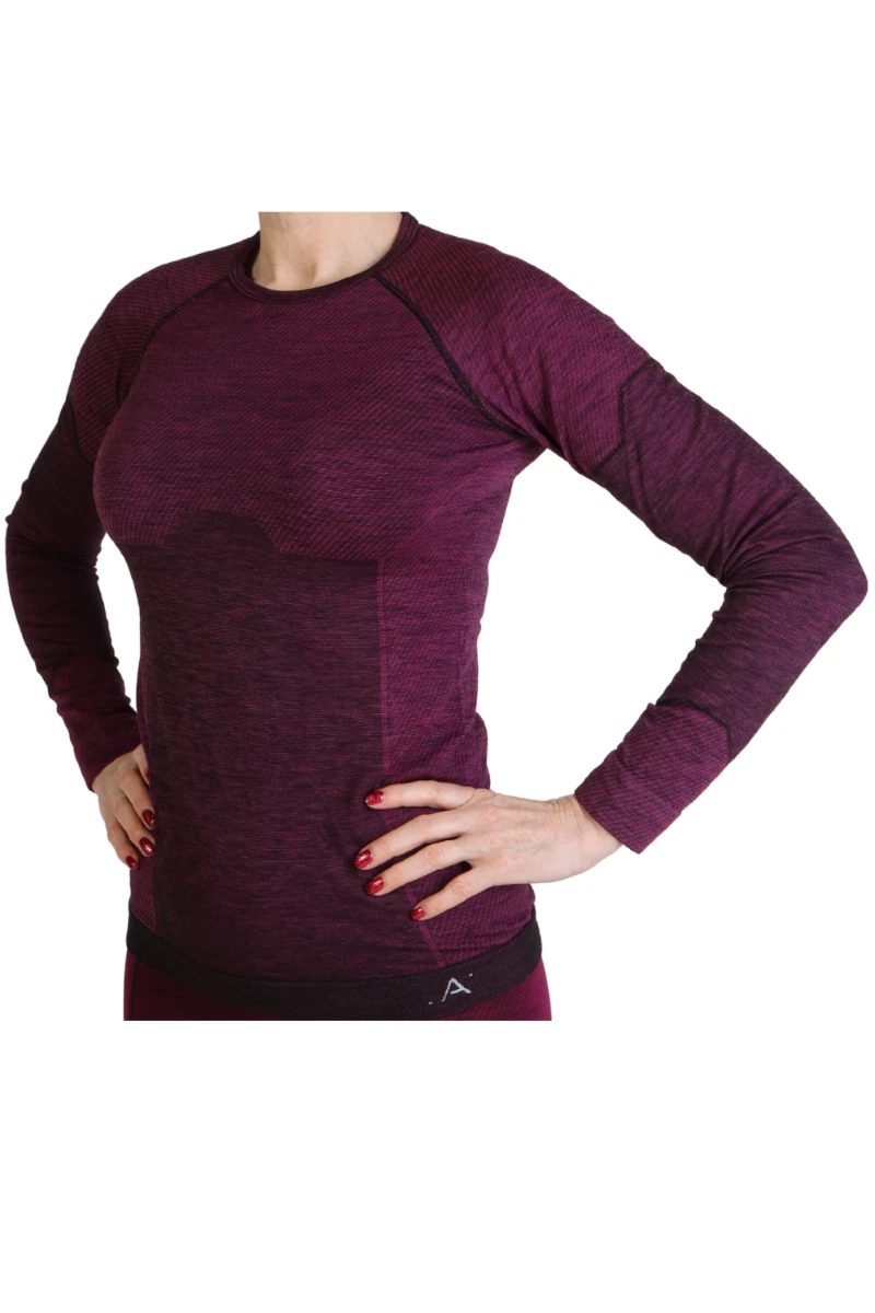 LANA Dark Pink Merino Wool Thermal Top Unisex Base Layer Warm Winter XS-L