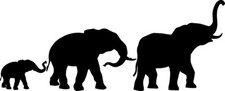 6 inch Elephant Family Decal Window Sticker Car Decor Mom Dad Child Kid Baby