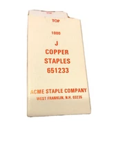 J- Copper Staples 651233 Acme Staple Co. 1/4 Wide X 3/8