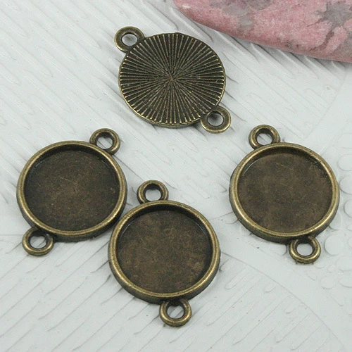 40pcs antiqued bronze color round cabochon settings connector EF0690 - Image 1 of 1