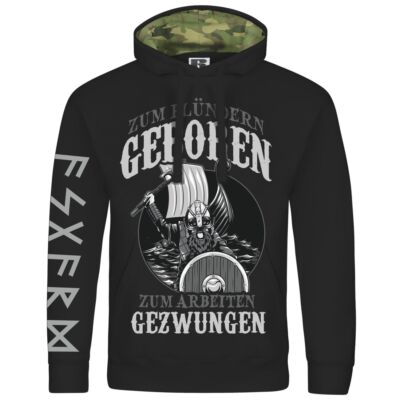 Herren Kapuzenpullover Wikinger Zum Plündern geboren zur Arbeit gezwungen Runen