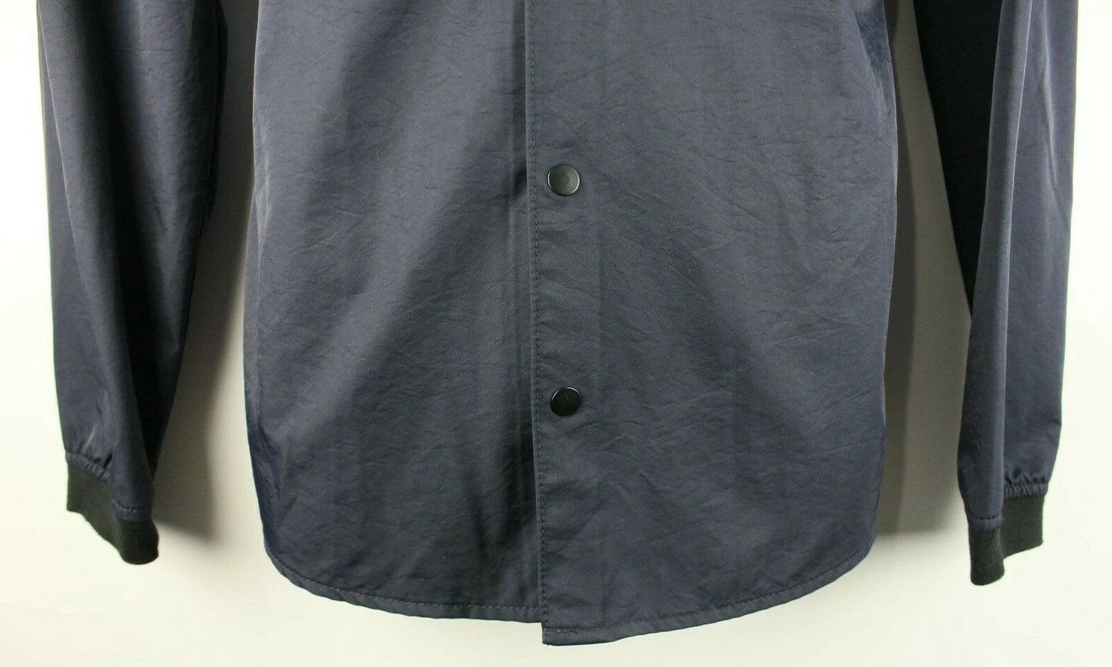 Topman Mens Snap Button Bomber Fit Jacket Sz Small Blue Polyester Blend EUC image 3