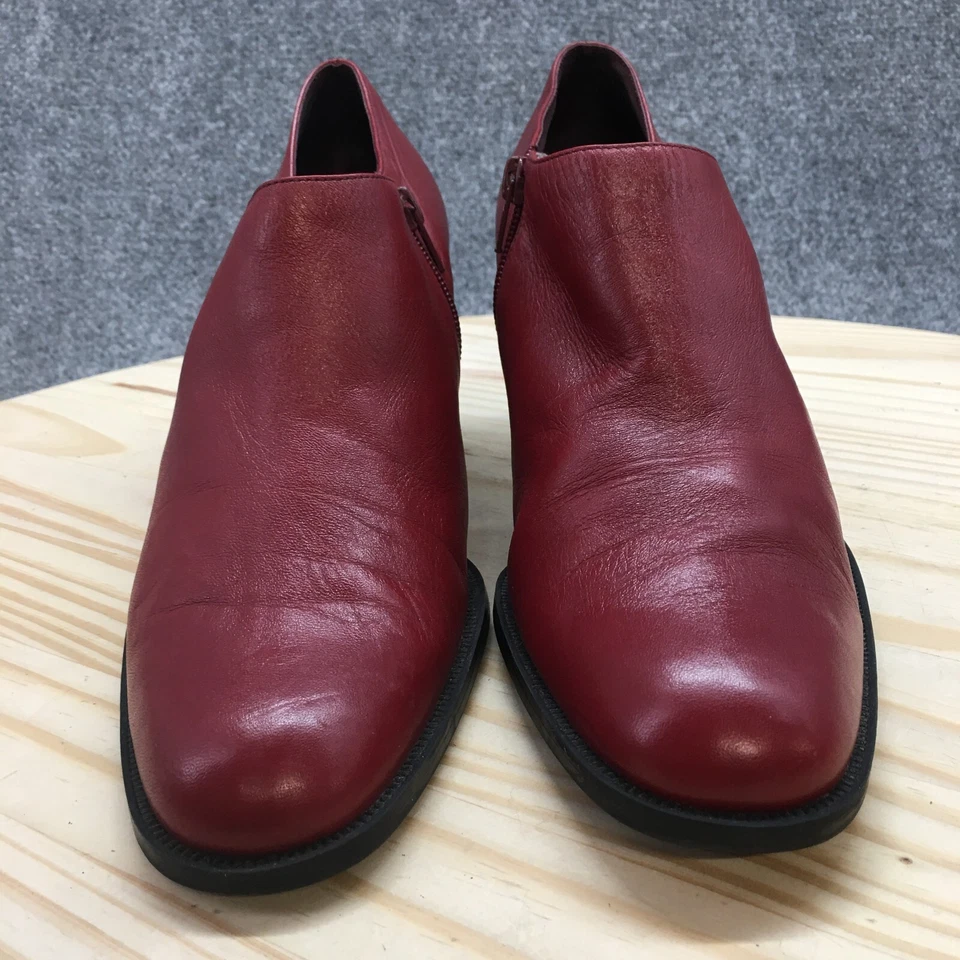 Westies 靴子女式 10 M 侧拉链低踝靴红色皮革高跟鞋 — 第 4/4 张图片