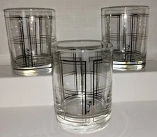 3 MCM BARWARE ROCK GLASSES SILVER  "GEORGES BRIARD"  SIGNED  12 OZ/4.5"