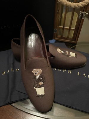 Ralph Lauren Purple Label Size 10D Polo Bear Slippers Shoes Made