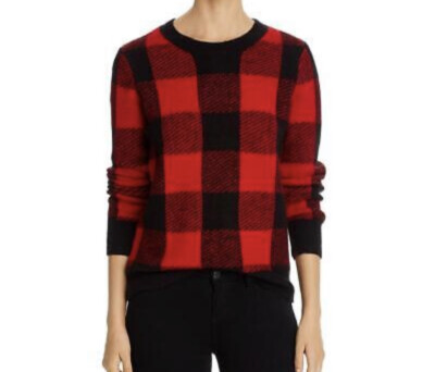 Calvin Klein Womens Checkered Crew Neck Pullover Sweater 