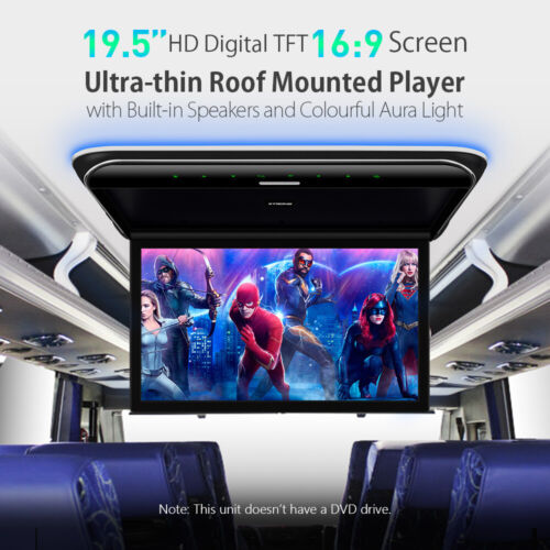 19.5" Flip Down Car Roof Monitor Ceiling Overhead HD TFT Screen 1080P USB HDMI - Picture 1 of 12