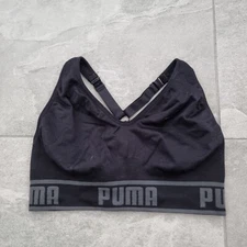 Puma Vest Womens Medium Black Sports Gym Training Activewear Cropped Top Bra 