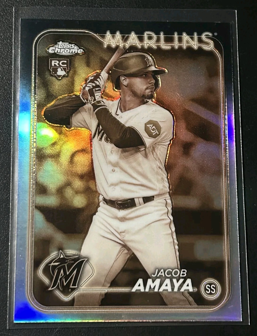 2024 Topps Chrome Sepia Refractor #92 Jacob Amaya RC Miami Marlins