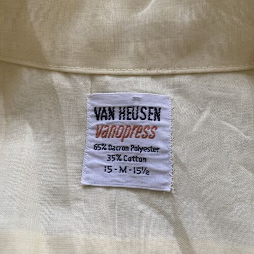 Vintage 60s Van Heusen Medium Yellow Vanopress Loop Collar Shirt Short Sleeve - Picture 4 of 7
