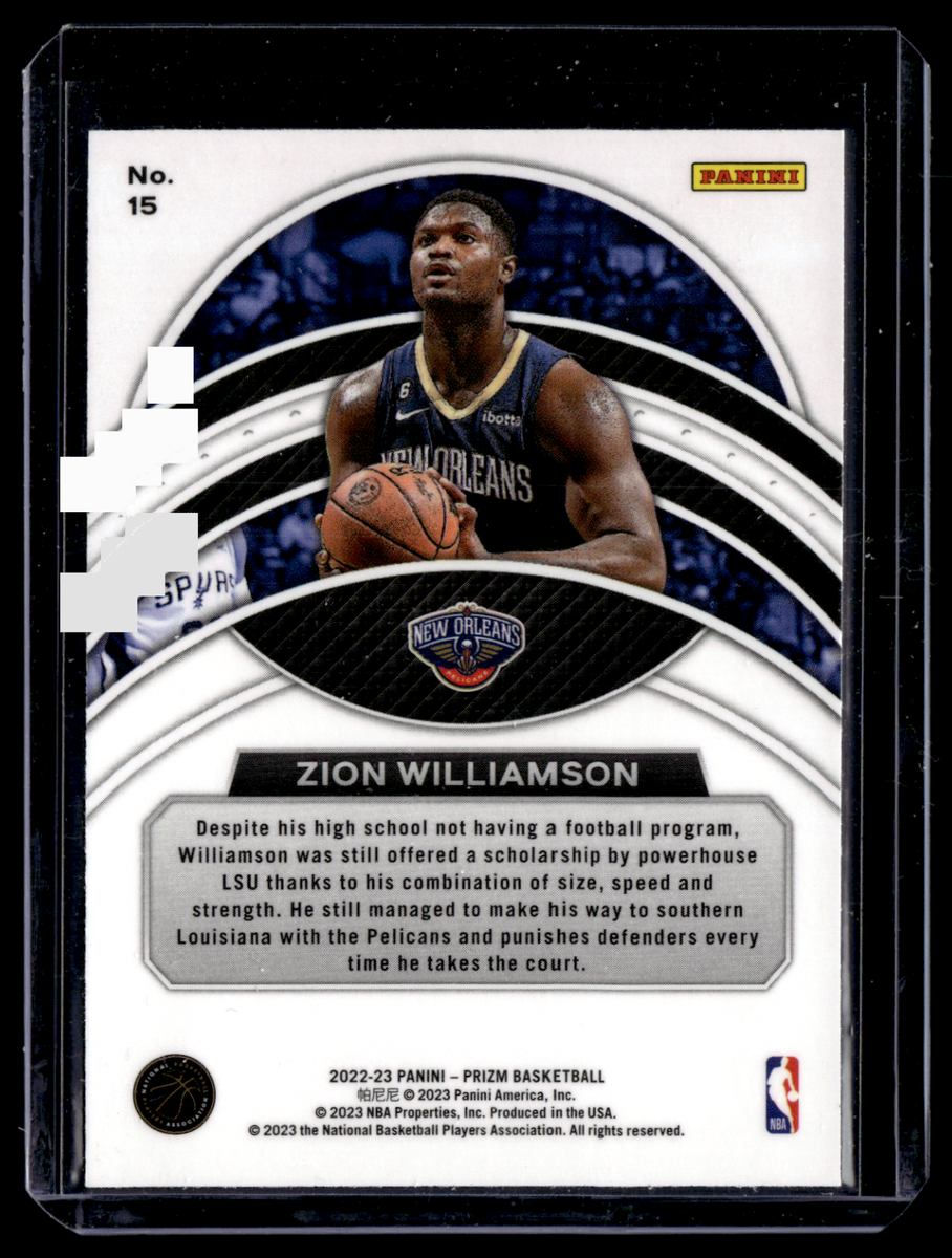 ZION WILLIAMSON DOMINANCE INSERT PRIZM 2022-23 Panini New Orleans