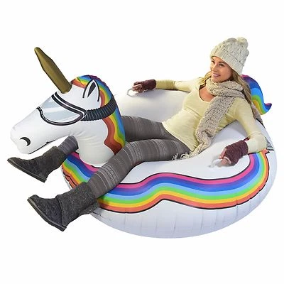 GoFloats Winter Snow Tube Unicorn The Ultimate Sled and Toboggan