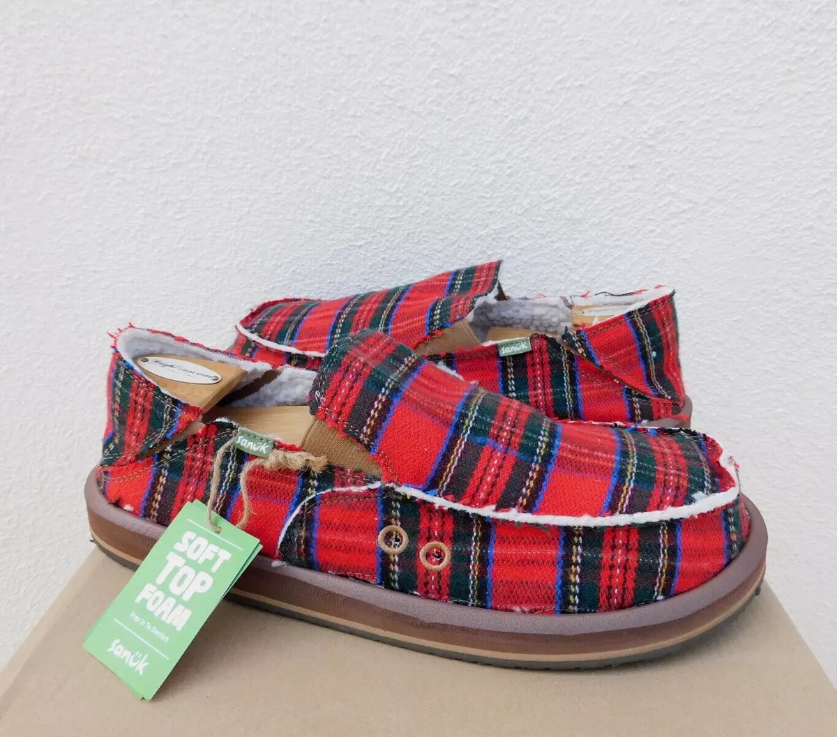 SANUK VAGABOND ST PLAID CHILL SIDEWALK SURFER COMFORT SHOES, MEN US 11/ 44  ~NWT