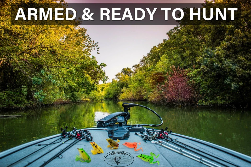 UFISH - Ranas de pesca de lubina, lote de ranas de pesca, señuelo de rana suave, señuelo de rana Topwater Foto 3 de 4