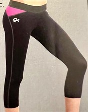 GK GYMTEK CAPRIS LADIES LARGE BLACK BERRY TRAINING GYMNASTICS DANCE Sz L NWT 