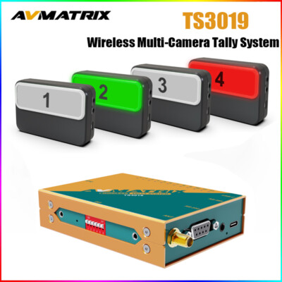AVMATRIX TS3019 200m Wireless Multi-Camera Tally System with 4Pcs Tally Lamp Box