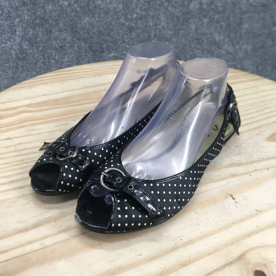 Candies Shoes Womens 9.5 M Clique Slingback White Polka Dot Faux Leather Casual - Image 3 of 4