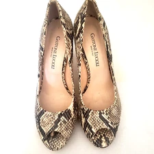 Gastone Lucioli Peep Toe Heels-Python Skin, 8.5