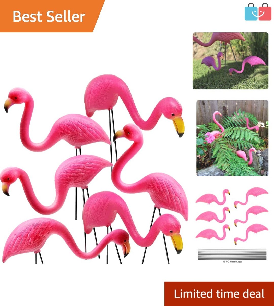 Whimsical 6-Piece Pink Flamingo Lawn Ornaments Easy Assembly