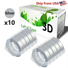 10PK Silver Label Tape 3D Compatible for Dymo 20008 Dymo 15447 Label Makers