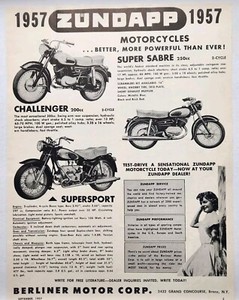 1957 Zundapp Challenger Supersport Super Sabre Motorcycle Vintage Print Ad