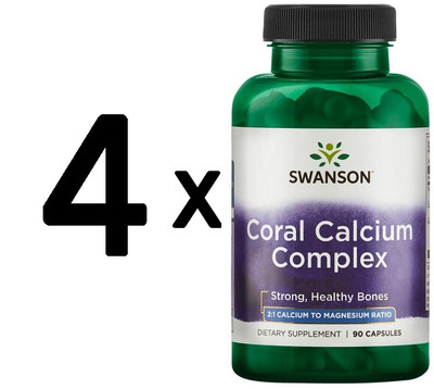 4 x Swanson Coral Calcium Complex - 90 caps (128,12 EUR/kg)