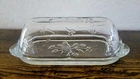 Anchor Hocking Savannah Butter Dish Glass Embossed Signed 1970-80s Vintage