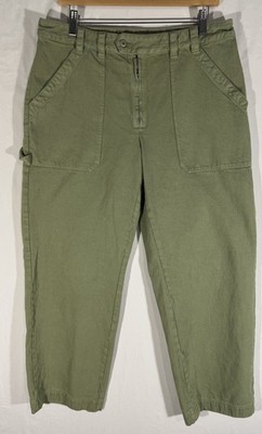Apc Rue Madam Paris Muted Green Wide Leg Carpenter Canvas Trouser Pants Sz 42 XL