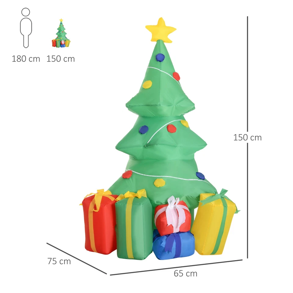 HOMCOM 5FT Inflatable Christmas Tree Xmas Airblown Holiday Decoration Outdoor — 第 3/4 张图片