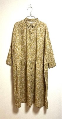 ICHI Antiquites Linen Flower Print Dress Natural Floral Long Dress