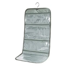 Foldable Clear Toiletry Bag Organizer - Travel Cosmetic Storage Grey